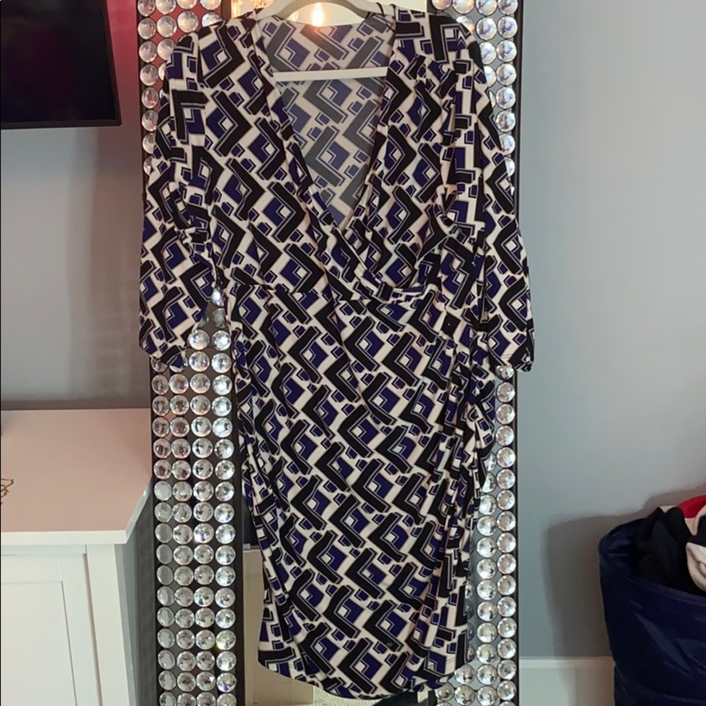 Long Black, blue, and white dress